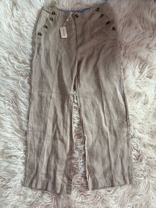 Sundance Pants - NWT Sundance Oaklee Wide Leg Linen Pants Flax Tan Size 16 Pull-On Boho
